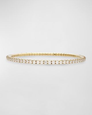 18K Yellow Gold Diamond Stretch Tennis Bracelet, Size 6.5"L