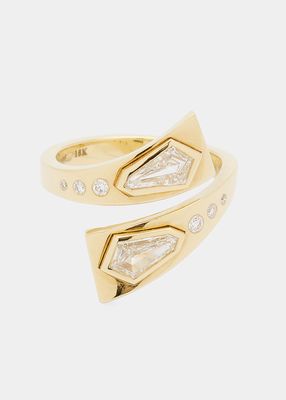 18k Yellow Gold Diamond Tourner Wrap Ring