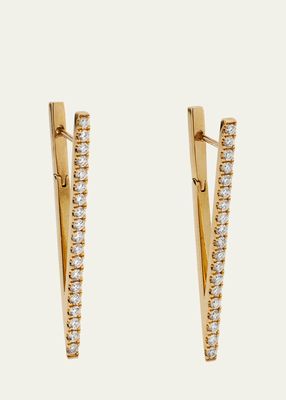 18k Yellow Gold Diamond Triangle Hoop Earrings