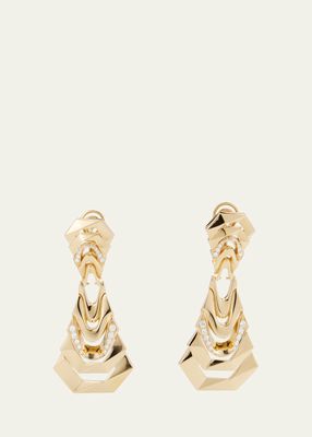 18k Yellow Gold Diamond White Crow Earrings