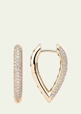 18K Yellow Gold Drop Link Earrings with Diamonds, 21mm