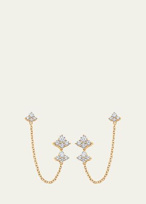 18K Yellow Gold Dujour Diamond Cluster Drop Chain Earrings