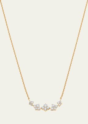 18K Yellow Gold Dujour Graduated Diamond Cluster Station Necklace