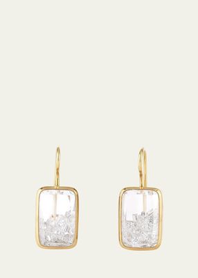 18K Yellow Gold Earrings with Diamonds Enclosed in White Sapphire Kaleidoscope Shakers