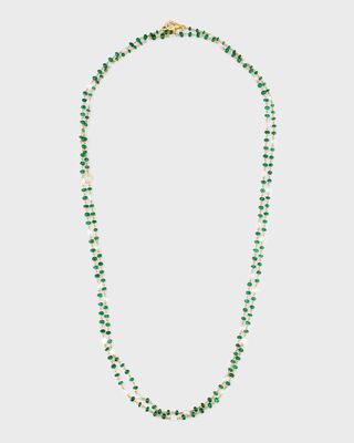 18K Yellow Gold Emerald and Diamond Ethereal Necklace