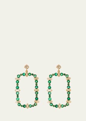 18K Yellow Gold Emerald and Diamond Rivulet Flow Earrings