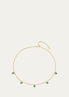 18K Yellow Gold Emerald Bezel Heart Necklace