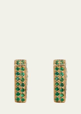 18k Yellow Gold Emerald Mini Brute Diamanti Earrings