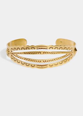 18k Yellow Gold Etched Lace Cuff