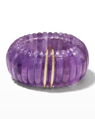 18K Yellow Gold Expandable Spicchio Bracelet with Amethyst and Diamonds