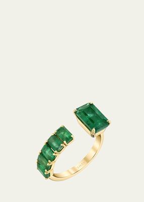 18K Yellow Gold Floating Emerald Ring