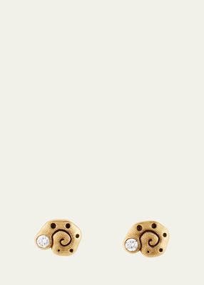 18K Yellow Gold Flora Stud Earrings with Diamonds