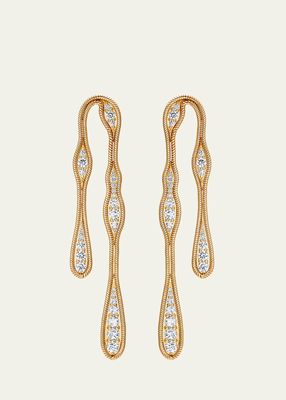 18K Yellow Gold Fluid Diamonds Doubled Earrings