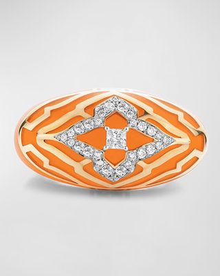 18K Yellow Gold Flush Orange Mumbai Vivacious Ring, Size 7