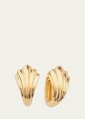 18K Yellow Gold Fluted Huggie Earrings