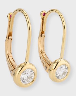 18K Yellow Gold French Hook Diamond Earrings