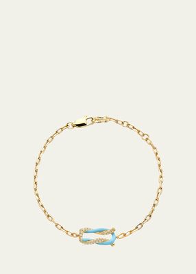 18K Yellow Gold Fruit Hoops Diamond Bracelet, Light Blue