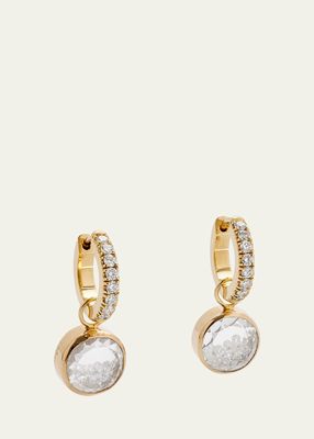 18K Yellow Gold Gala Shaker Huggie Earrings with Diamonds Enclosed in White Sapphire Kaleidoscope Shaker