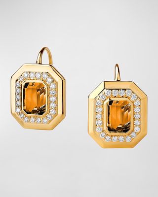 18K Yellow Gold Geometrix Earrings with Gemstones and Diamonds
