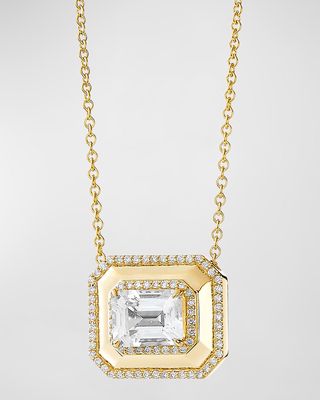 18K Yellow Gold Geometrix Necklace with Rock Crystal and Diamonds