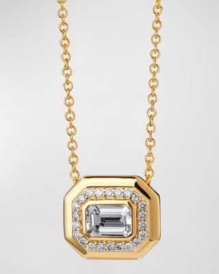 18K Yellow Gold Geometrix Rock Crystal Necklace with Diamonds