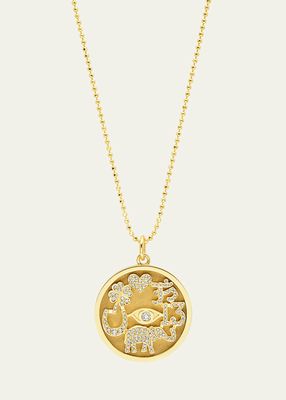 18k Yellow Gold Good Luck Diamond Pendant Necklace