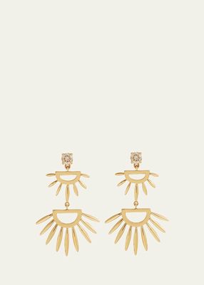18K Yellow Gold Grass Palm Earrings with Diamonds