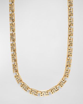 18k Yellow Gold Greek Pattern Chain Necklace, 16"L