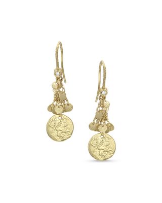 18k Yellow Gold Griffin Coin Classic Fringe Earrings