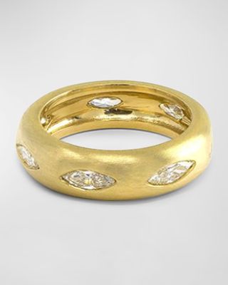 18K Yellow Gold Gypsy Band with Marquise Diamonds