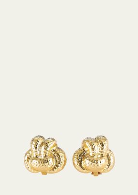 18K Yellow Gold Hammered Knot Earclips