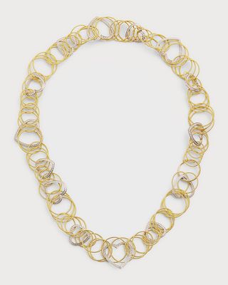 18K Yellow Gold Hawaii Short Necklace with White Gold Diamond Hearts