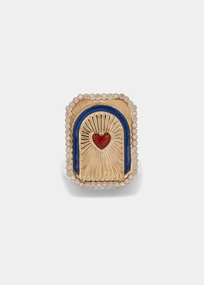 18K Yellow Gold Heart Mini Scalloped Ring