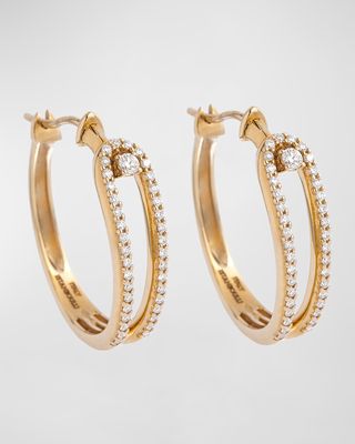 18K Yellow Gold Hoop Earrings with Diamonds