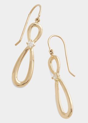 18k Yellow Gold Hourglass Earrings with Diamonds