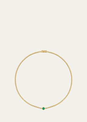 18k Yellow Gold Illusion Emerald Tennis Necklace