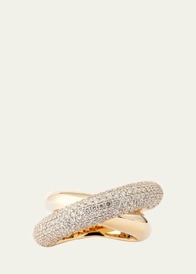 18K Yellow Gold Infinity Loop Half Pave Ring with Diamonds, Size 54