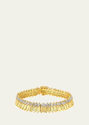 18k Yellow Gold Jagged Baguette Diamond Tennis Bracelet