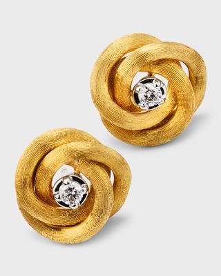18K Yellow Gold Jaipur Link Stud Earrings with Diamonds