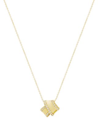 18K Yellow Gold Knot Pendant Necklace with Diamonds