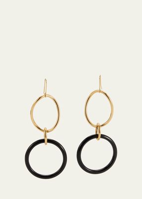 18K Yellow Gold Large Black Onyx Stella Drop Earrings