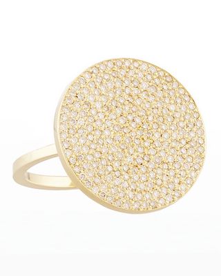 18k Yellow Gold Large Diamond Circle Ring, Size 6.5