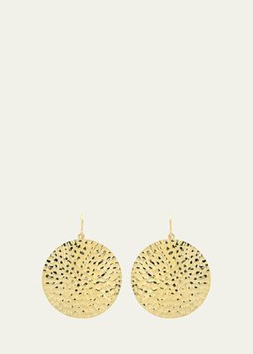 18k Yellow Gold Large Hammered Disc Earrings