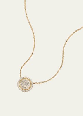 18K Yellow Gold Large Scallop Pave Diamond Necklace