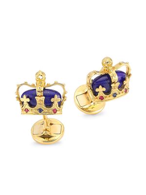 18K Yellow Gold, Lazuli, Sapphire, & Ruby Crown Cufflinks - Gold - Gold