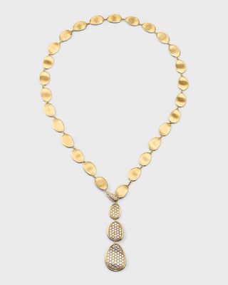 18K Yellow Gold Lunaria Alta Lariat Necklace with Diamonds