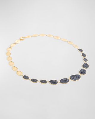 18K Yellow Gold Lunaria Sapphire Pave Necklace 17.75"L