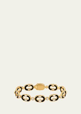 18K Yellow Gold Magnetic Enchaine Bracelet with Diamonds and Onyx