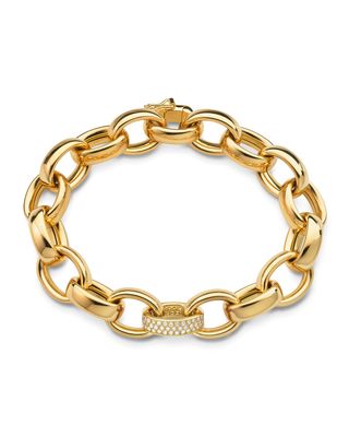 18K Yellow Gold Marilyn XL Ultra Bracelet with Diamond Pave Link