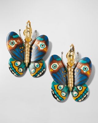 18K Yellow Gold Marquetry Earrings with Brown Diamonds and Citrine